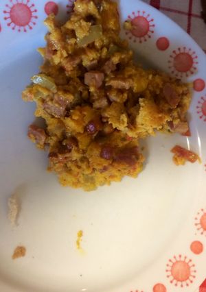 Zöldséges disznósonkás tojásrántotta recept fotója