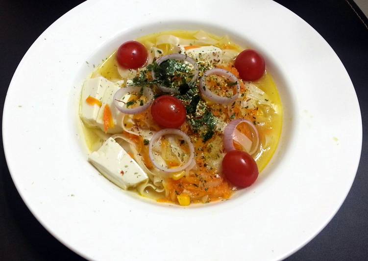 Homemade Tofu And Carrot Noodle Soup