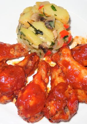 A picture of Chicken Wing Drumettes with BBQ Sauce.