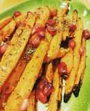 Zanahorias asadas con harissa y granada