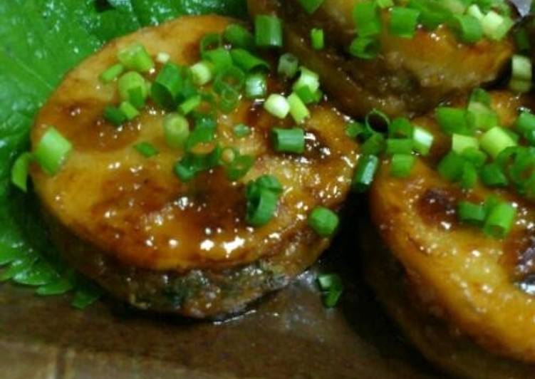Simple Way to Make Quick Lotus Root and Minced Meat Teriyaki with Aromatic Shiso
