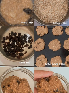 Foto resep Cemilan Cookies Diet 3 Bahan Oatmeal Pisang Kismis Hanya 60 kalori