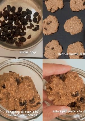 Foto resep Cemilan Cookies Diet 3 Bahan Oatmeal Pisang Kismis Hanya 60 kalori