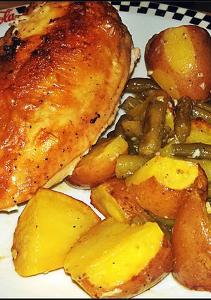 A picture of Pan-Roasted Chicken with Lemon-Garlic.
