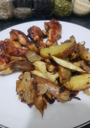 Una foto de Bruselas Rústicas con Pollo a la Mostaza