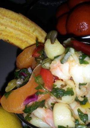 A picture of My take on seafood ceviche.
