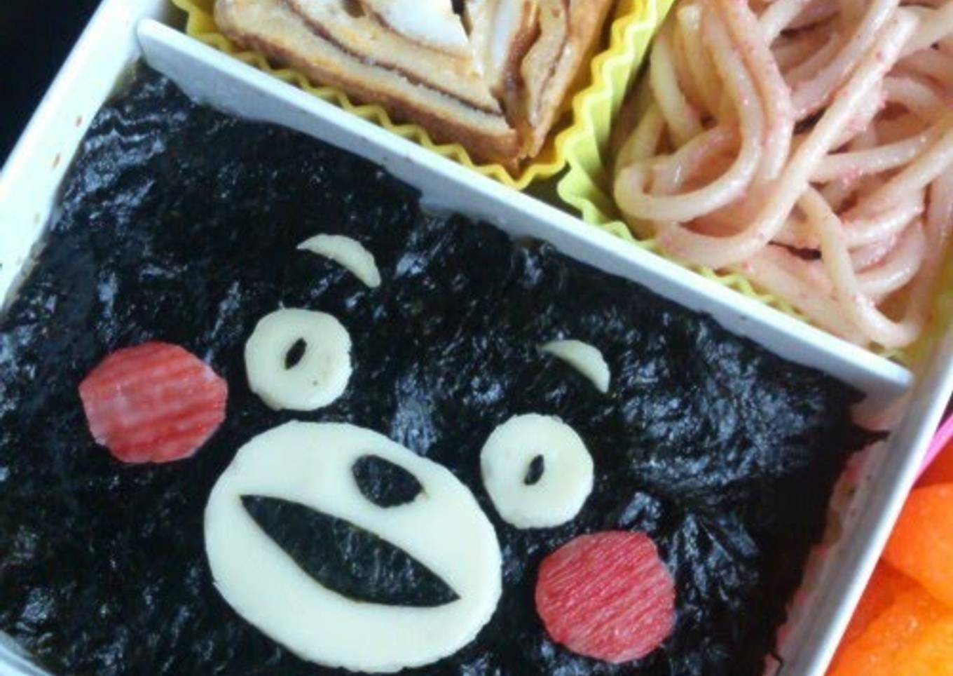 Noriben (Rice Covered with Nori Dipped in Soy Sauce) with Kumamon, the Kumamoto Prefecture Mascot