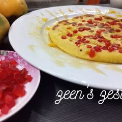 A picture of Mango and Tutti Fruiti Pancakes.