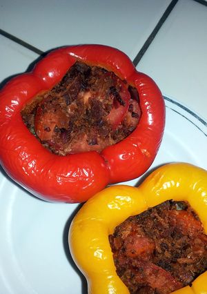 A picture of Mandi's stuffed bellpeppers.