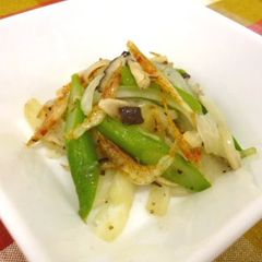A picture of Fragrant Sauteed Sakura Shrimp and Vegetables.