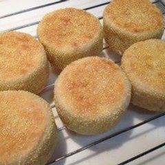 A picture of English Muffins Using Handmade Circular Molds.