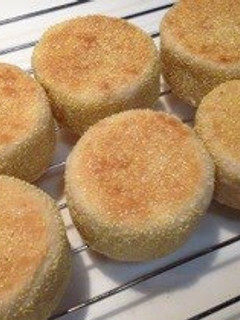 A picture of English Muffins Using Handmade Circular Molds.