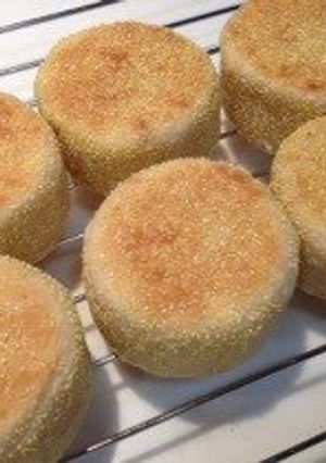 A picture of English Muffins Using Handmade Circular Molds.