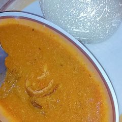 A picture of Bankuuu and dry okro soup.