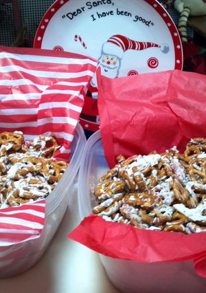 A picture of Becky's easy Holiday pretzels.
