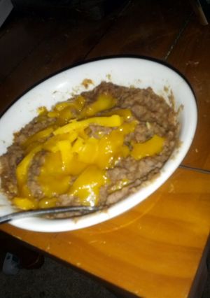A picture of blazin spicy fried beans.