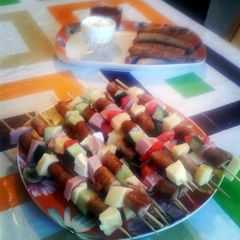 Party cheese and meat sticks A picture of Party cheese and meat sticks.