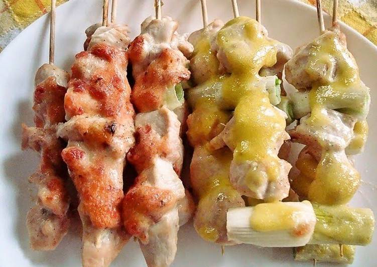 Recipe of Award-winning Yakitori With Umeboshi-Mayonnaise and Wasabi-Mayonaise Sauces