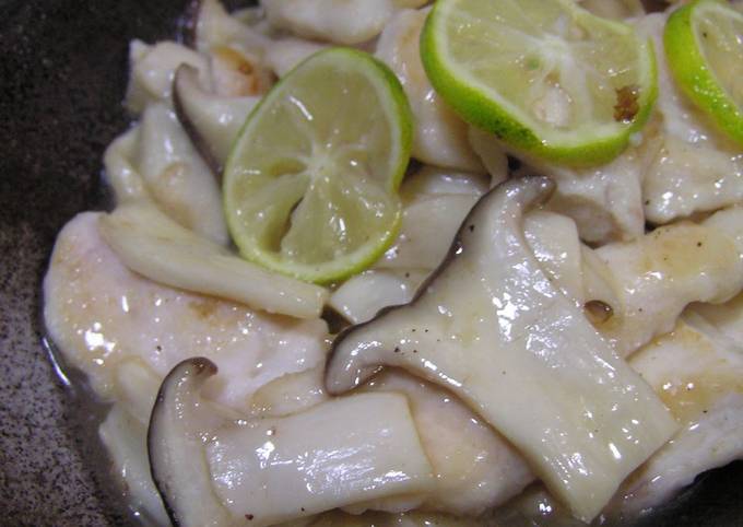 Chicken Breast and King Oyster Mushroom Stir-fry with Kabosu