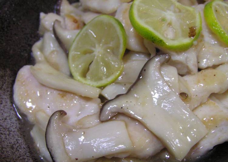 Steps to Prepare Speedy Chicken Breast and King Oyster Mushroom Stir-fry with Kabosu