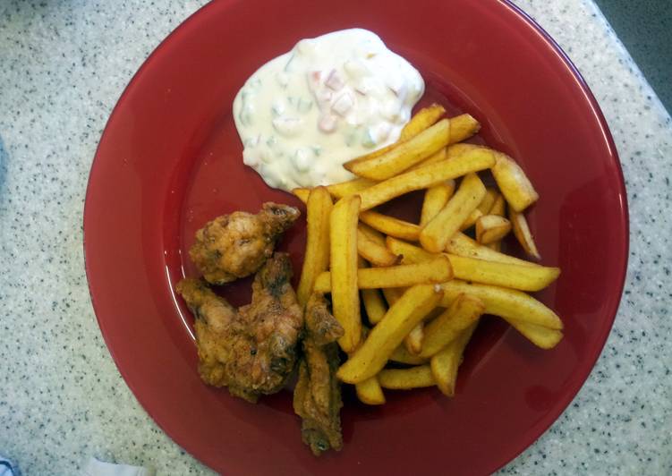 Simple Way to Prepare Perfect Chicken and chips fries with yogurt dipping