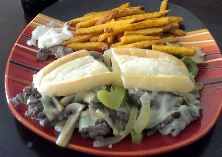 Simple Way to Make Any-night-of-the-week Philly Cheese steak w/ garlic horseradish mayo