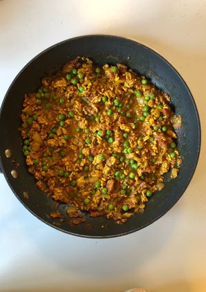 A picture of Cupboard Curry No. 1 - turkey and peas keema.