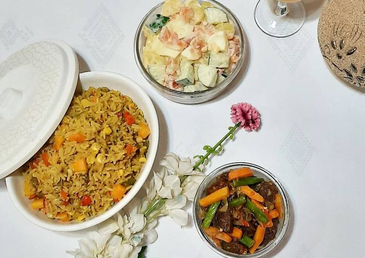 Step-by-Step Guide to Make Favorite Fried rice with Irish potato salad