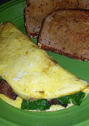 A picture of breakfast BLT omlete.