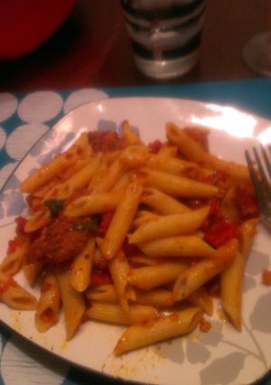 A picture of my take on chicken aribrata.