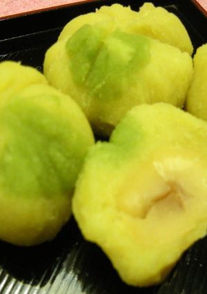 A picture of 'Kinton' Sweet Potatoes and Chestnut Paste.