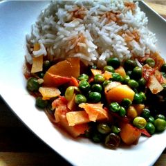 Soy sauce peas and potatoes A picture of Soy sauce peas and potatoes.