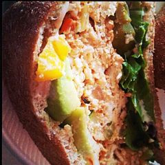 A picture of Ray's' Chipotle Chicken Veggie Burgers.