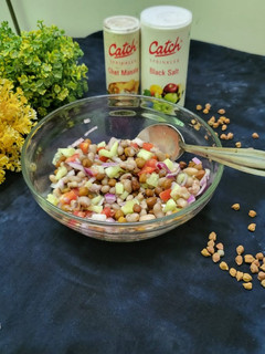 A picture of Lobia & black chana protein salad.
