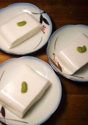 A picture of Jimami-dofu and Uno Hana Made with Homegrown Peanuts.