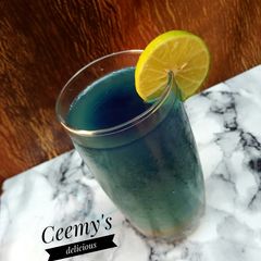 Cucumber and mint blue lemonade A picture of Cucumber and mint blue lemonade.