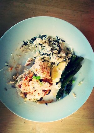 A picture of Cheesy veggie stuffed tilapia.