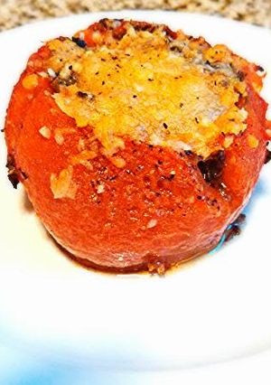 A picture of Mushroom stuffed tomatoes.