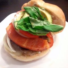 A picture of Portabella mushroom burger.