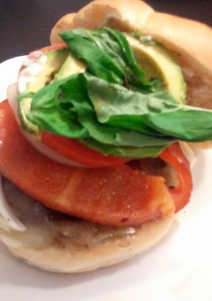 A picture of Portabella mushroom burger.