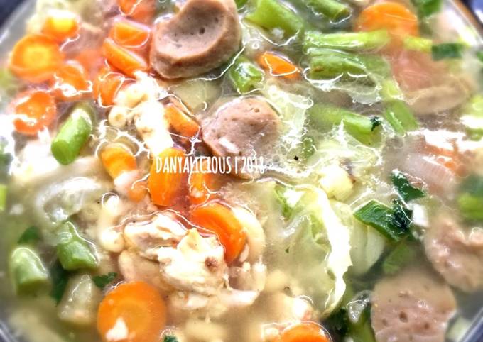 Yuk intip, Bagaimana cara bikin Macaroni Meatball Chicken Soup/ Sop Ayam Baso Macaroni yang lezat