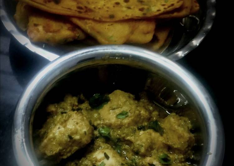 Easiest Way to Make Speedy Malai methi chicken with dhaniya paratha