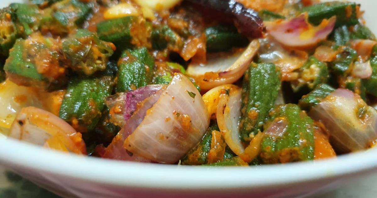 Tangy Bhindi Onion Masala Recipe by Kumkum Chatterjee Cookpad