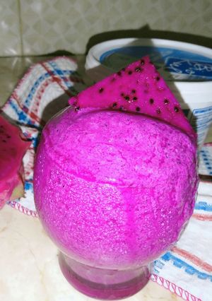 Foto resep Es krim buah naga no sugar