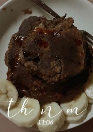 Hình của món Pancake chuối yến mạch cacao.
