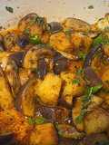 Achari aloo baigan (pickled eggplants with potato)