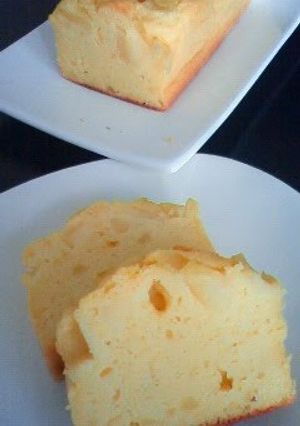 A picture of Sweet Potato Bites-like Cake Topped with Apples.