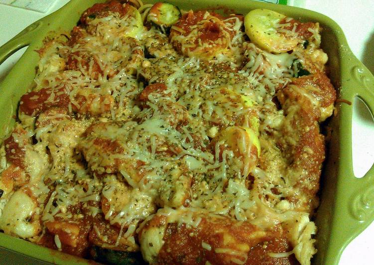 chicken, squash, and zucchini pasta