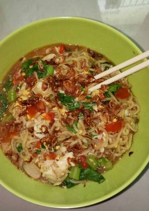 Foto resep Mie instan goreng kuah sayuran