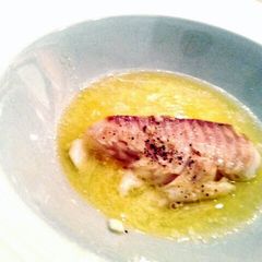 A picture of Louise's Baked Tilapia in Garlic-Butter and Vinegar sauce.